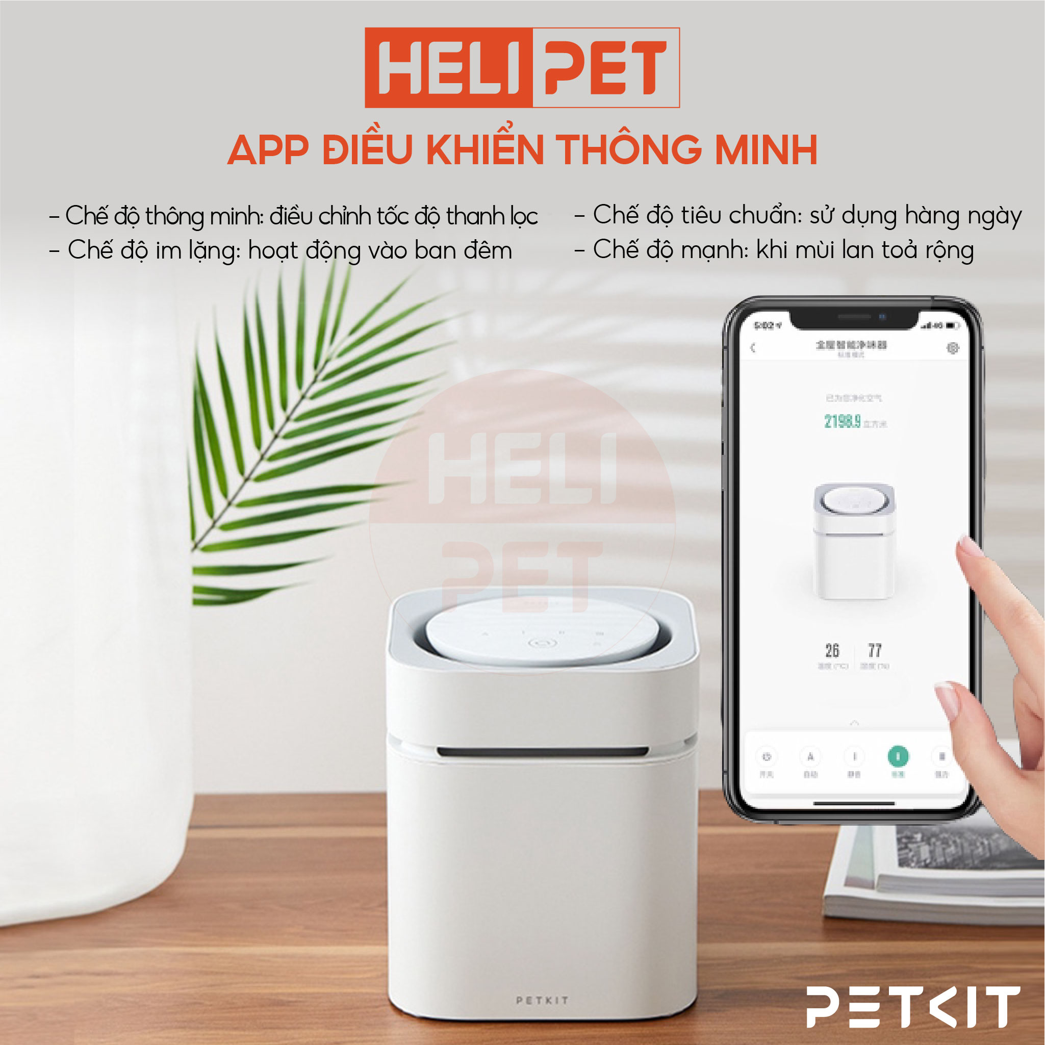 Máy Khử Mùi, Diệt Khuẩn Thông Minh Petkit Air MagiCube Kết Nối App- HeLiPet