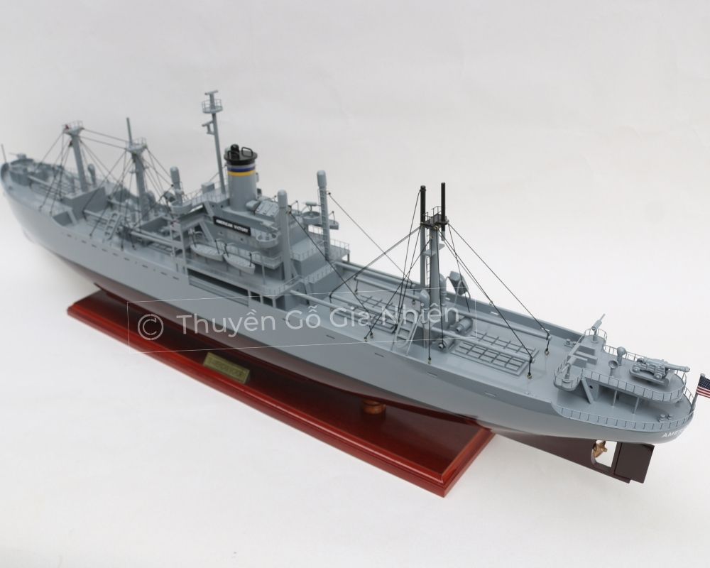 Mô Hình Thuyền Gỗ Phong Thủy Dạng Thuyền Chiến SS American Victory Chính Hãng Hàng Xuất Khẩu Chất Lượng Cao