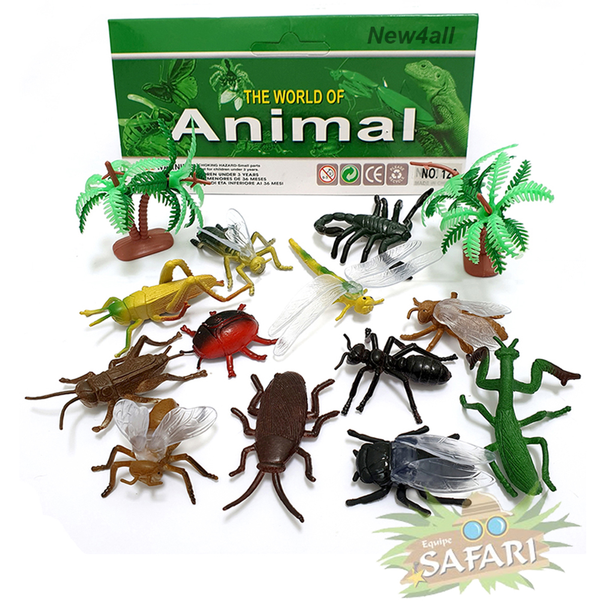 Bộ sưu tập 12 Côn Trùng Safari New4all Animal World cho bé 3 tuổi học hỏi và khám phá