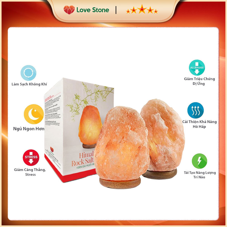 Bộ 2 Đèn Đá Muối tự nhiên himalaya Love Stone - Combo 2 đèn nhỏ (dưới 3kg)