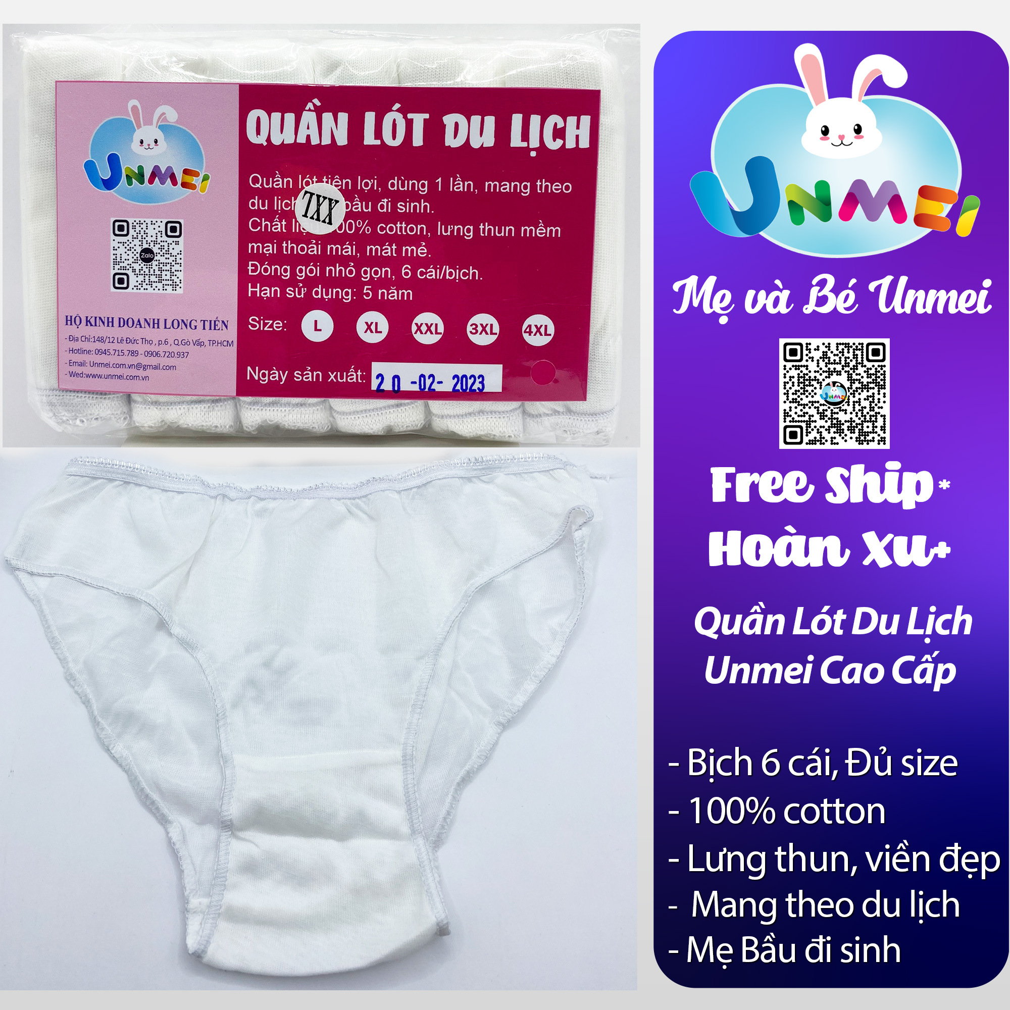 SET 6 QUẦN LÓT GIẤY COTTON UNMEI DÙNG 1 LẦN CHO MẸ BẦU MẸ SAU SINH/SINH VIÊN HỌC QUÂN SỰ/ DU LỊCH ( HÀNG LOẠI 1)