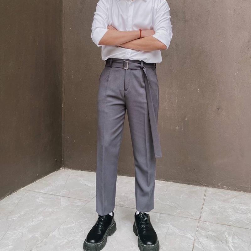 Quần tây âu cạp cao bigsize màu xám MALTRIK thiết kế cạp chun có size lớn cho người béo đến 130kg