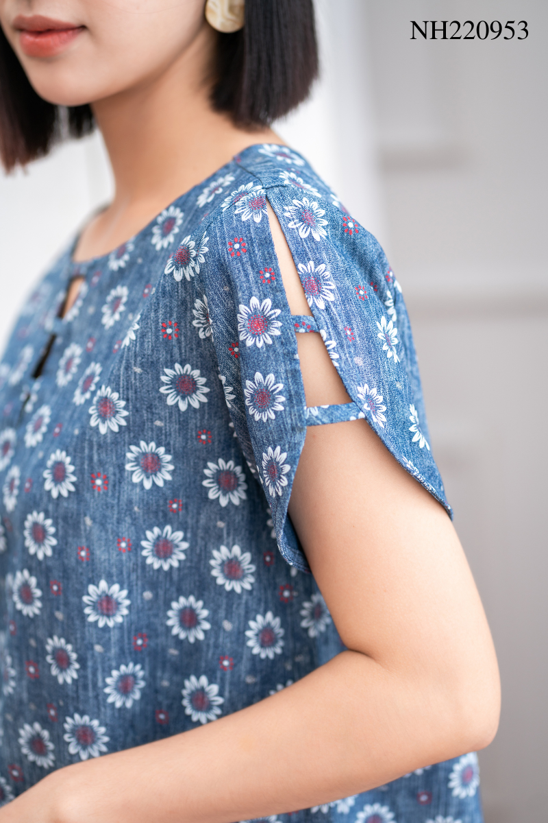 Đồ bộ đùi có tay đan dây cúc họa mi