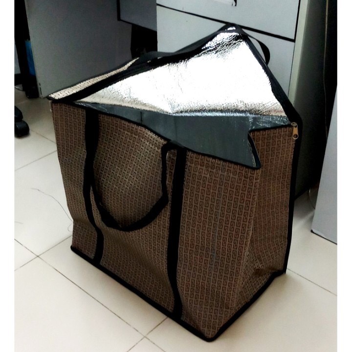 Túi giữ nhiệt lớn Dài 60 x Rộng 35 x Cao 60 dùng cho giao hàng, đựng đồ sang nước ngoài, vải bố dầy, có lớp cách nhiệt bên trong, nặng 900gr