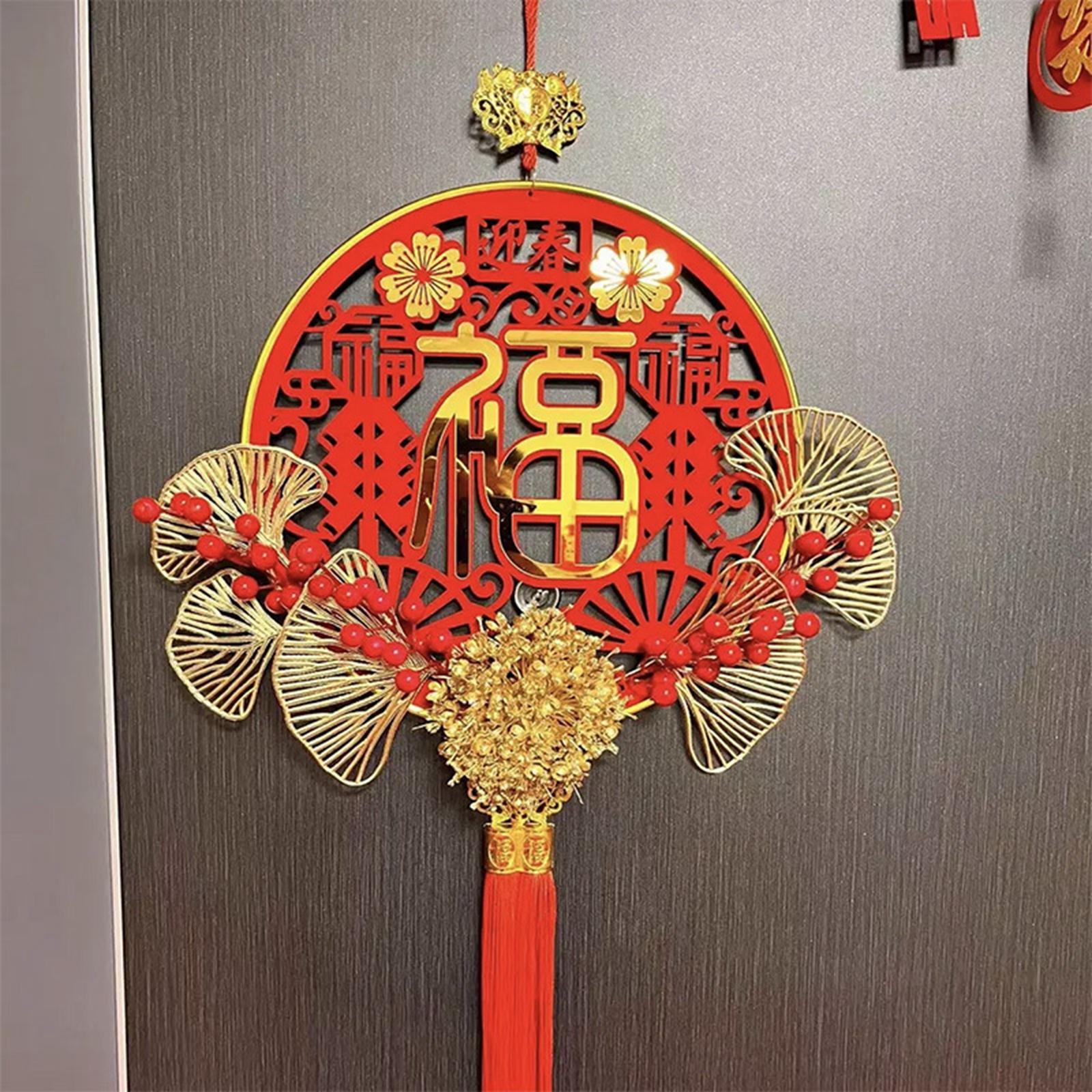 Vòng Treo Cửa Chữ PHÚC Chất liệu flannel bằng acrylic bền Dùng Trang Trí Năm Mới Nhà Cửa/ Văn Phòng May Mắn