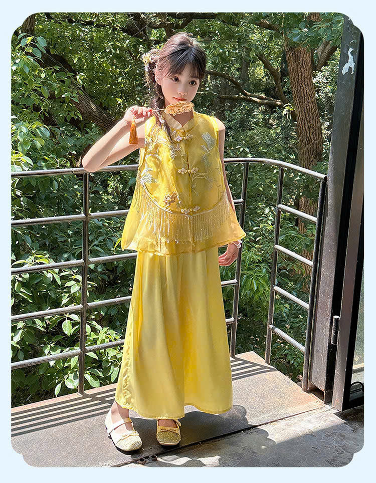 Set bộ cổ trang hanfu phong cách trung hoa cho bé gái diện lễ tết trung thu đẹp size 110-170 hàng Quảng Châu