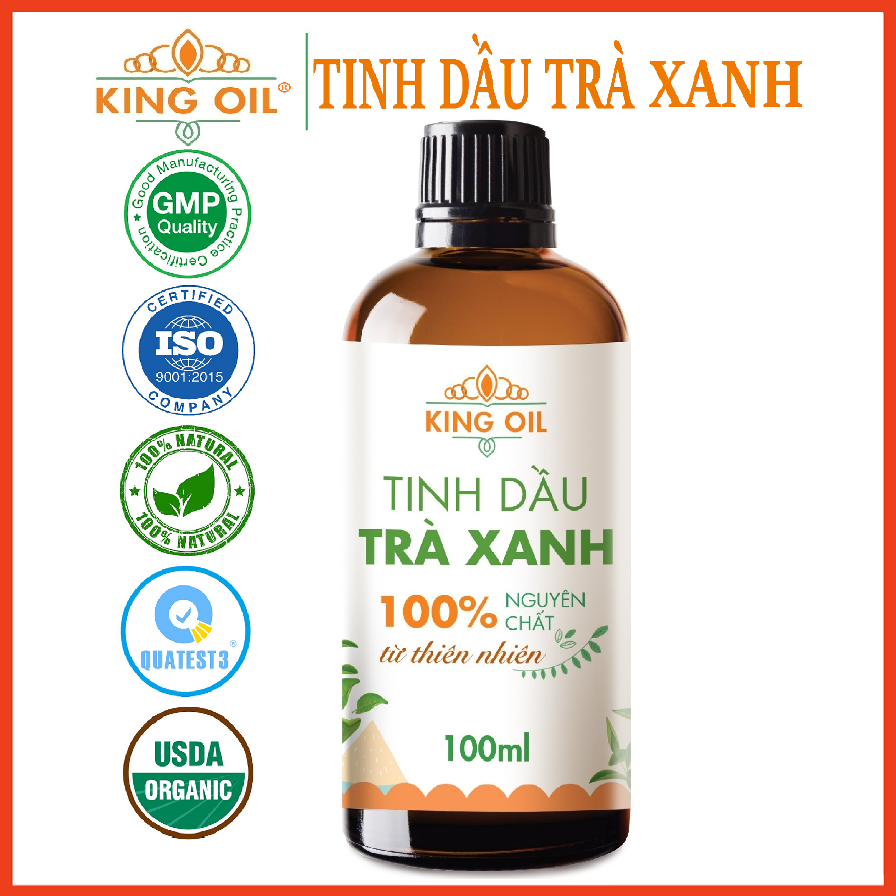 Tinh dầu Trà Xanh nguyên chất từ thiên nhiên, xông phòng, khử mùi, thơm phòng, đuổi muỗi, thư giản - KingOil