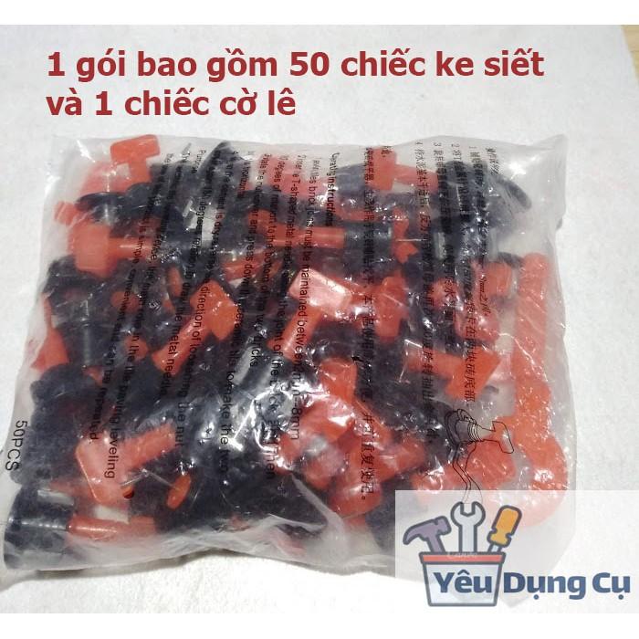 Hình ảnh Ke cân bằng lát gạch tái sử dụng, Dụng cụ ốp lát gạch men. 1 gói 50 cái ke + 1 cờ lê-tái sử dụng nhiều lần