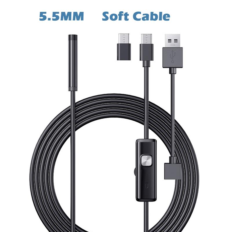 ENWOR Camera Nội Soi Công Nghiệp IP67 Chống Nước 5.5mm 7mm 3IN1 Cho Điện Thoại Android PC USB Camera Nội Soi 6 Đèn LED Có Thể Điều Chỉnh