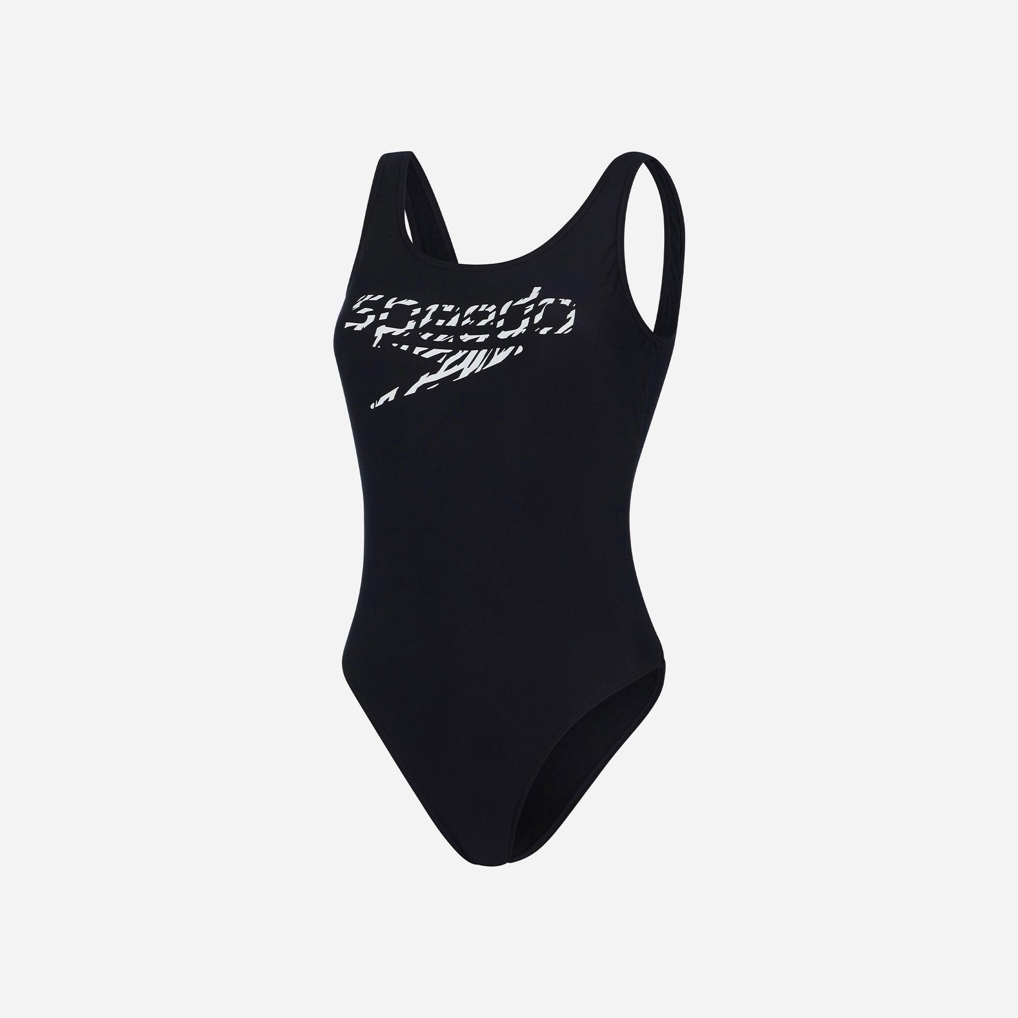 Đồ bơi một mảnh nữ Speedo Logo Deep U-Bk Hi Leg 1Pc Af - 8-123693503
