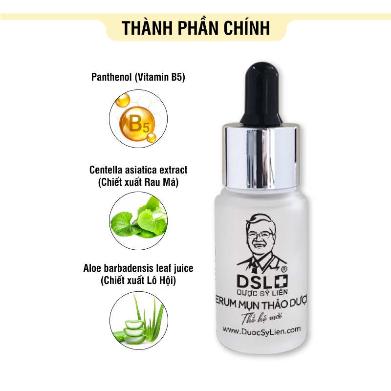 Serum mụn thảo dược (15g), giảm mụn, giảm thâm, nhanh lành sẹo, dưỡng da, dịu da, mụn trứng cá, trắng da