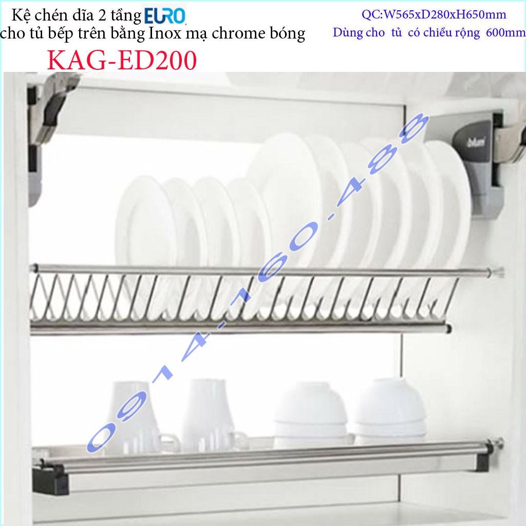 Kệ chén dĩa âm tủ KAG-ED200 - 56.5cm, Kệ chén bát chữ V 2 tầng Euro 56.5cm có khay hứng nước thiết kế đẹp tiện dụng