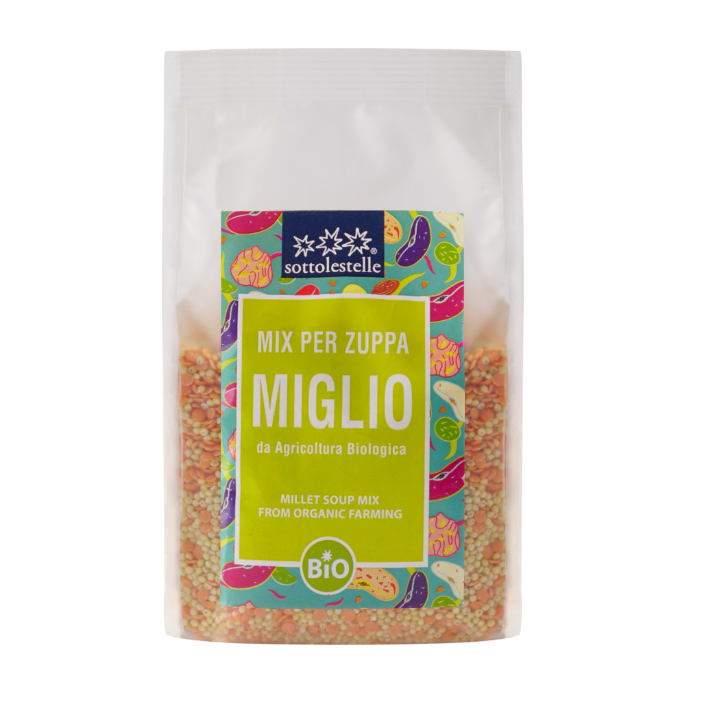 Hạt dinh dưỡng hỗn hợp 2 loại hạt hữu cơ Sottolestelle 400g Organic Millet mix Red Lentils