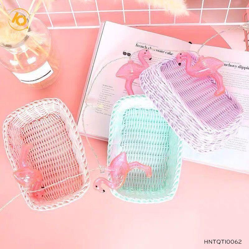 Giỏ đựng đồ đa năng, rổ nhựa giả mây màu Pastel đựng đồ nhỏ xinh