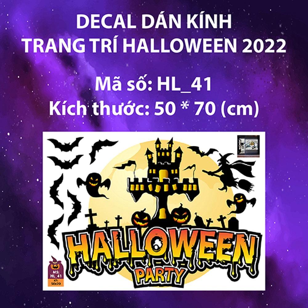 DECAL TRANG TRÍ HALLOWEEN 2022 COMBO PHÙ THỦY VÀ LÂU ĐÀI BÓNG ĐÊM