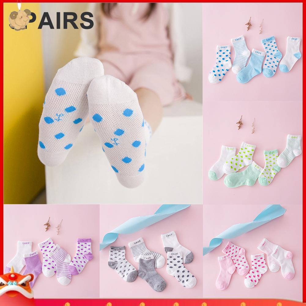 Set 5 Đôi Vớ Cotton Thoáng Khí Dễ Thương Cho Bé