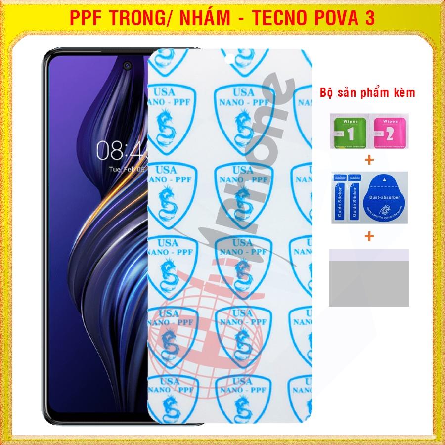 Dán dẻo PPF loại trong và nhám cho mặt trước, sau Tecno Pova 3