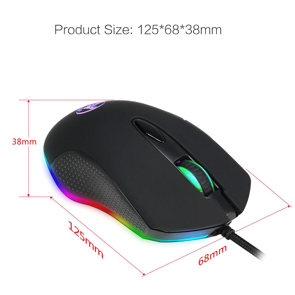 Chuột chơi game HXSJ S500 có dây USB Max. 4800DPI Lập trình 6 nút Đèn LED