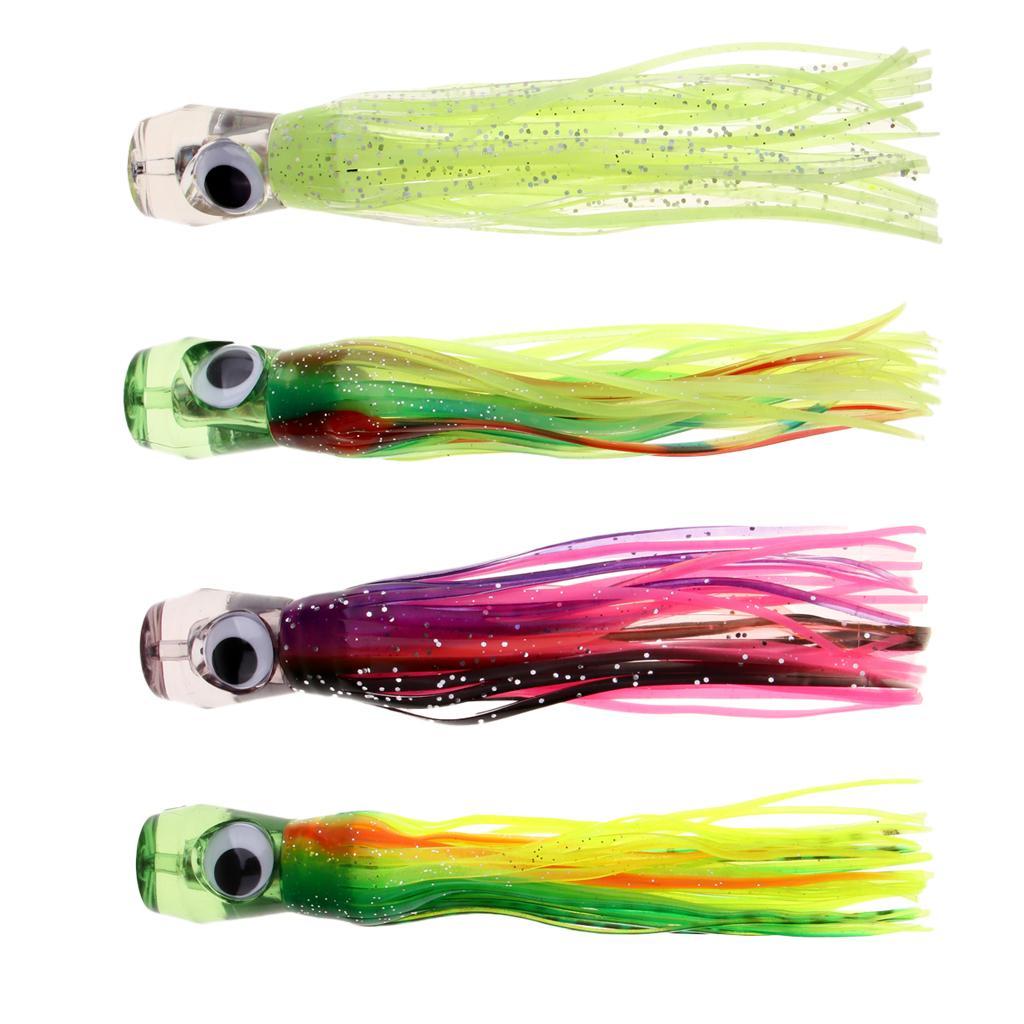 4pcs Saltwater Fishing Octopus Squid Skirt Lure Marlin Tuna Trolling Lure