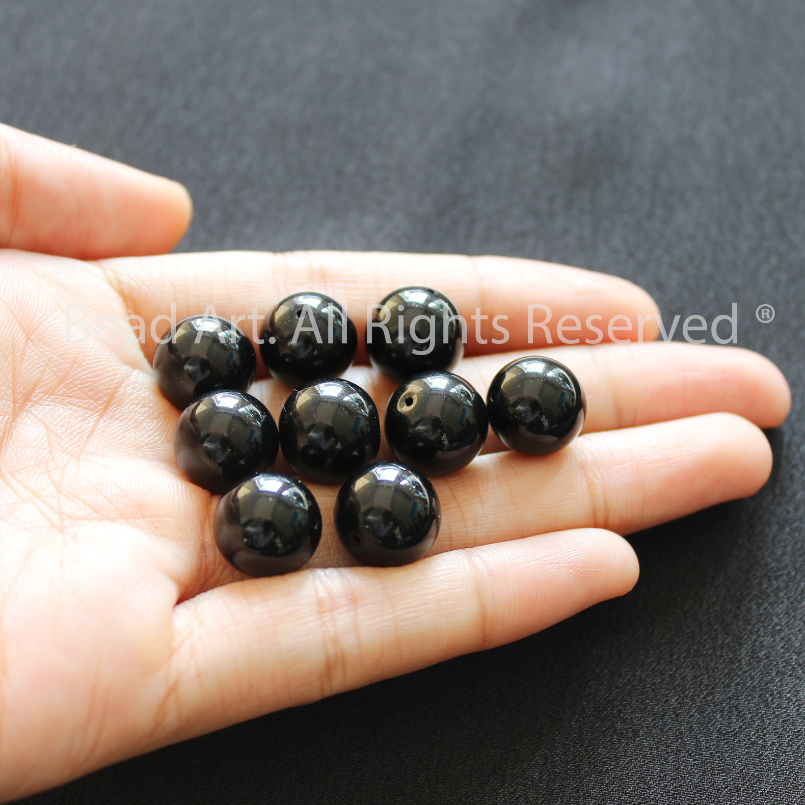 8MM/10MM/12MM Đá Onyx Màu Đen Tự Nhiên, Mệnh Thuỷ, Mộc, Phối Vòng Tay Phong Thuỷ, Chuỗi Hạt - Bead Art