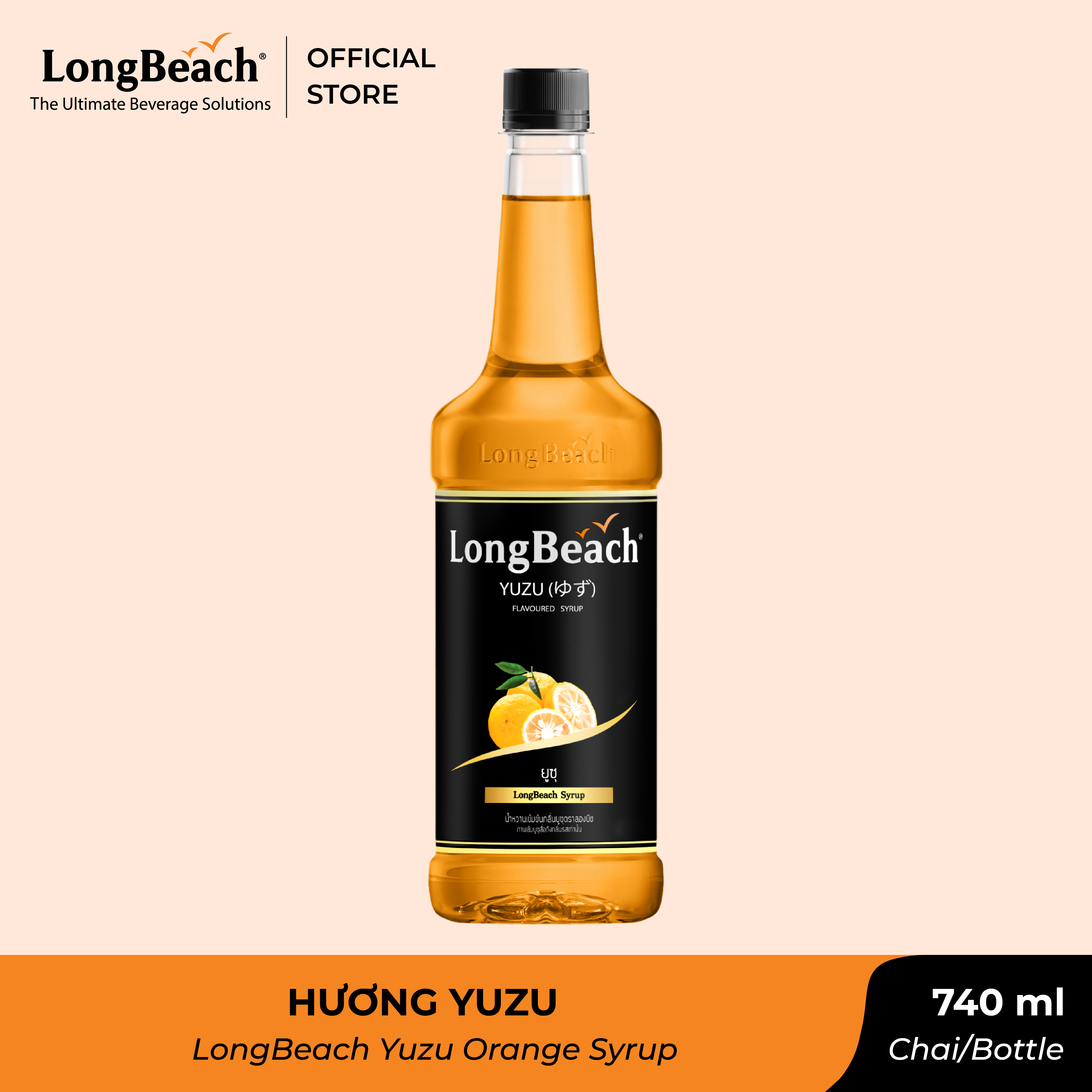 Siro Yuzu - LongBeach Yuzu Orange Flavoured Syrup 740 ml