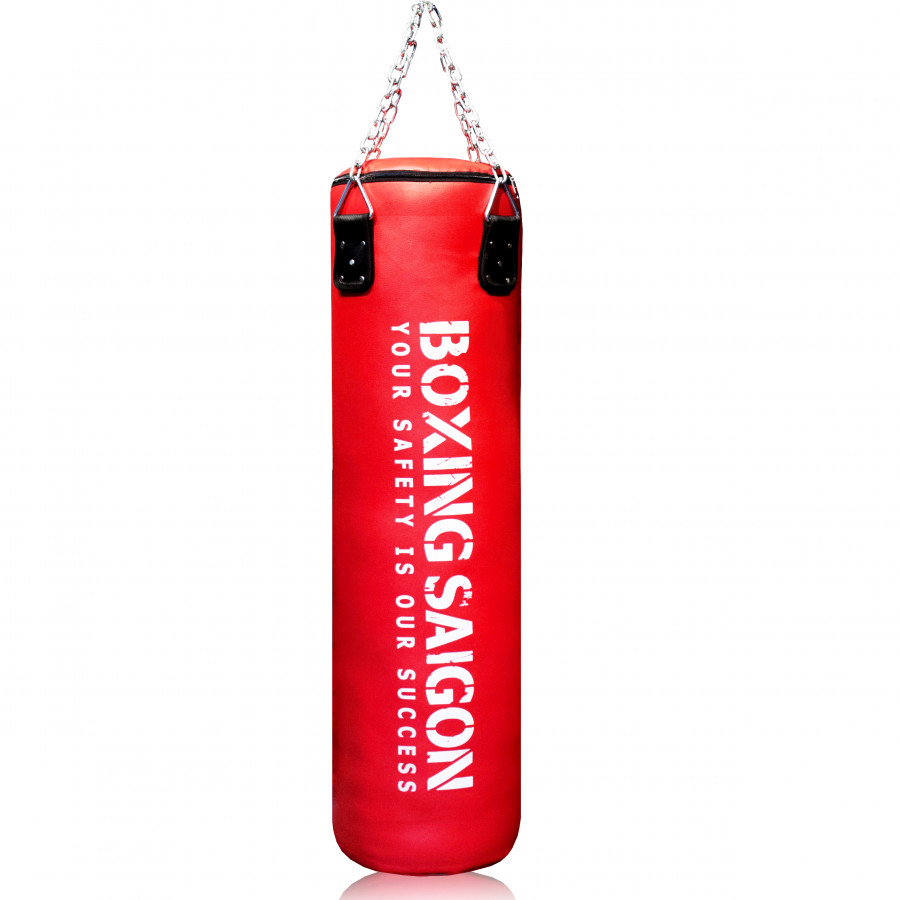 Bao cát đấm bốc dây xích 1m2 Boxing Saigon đỏ - Tặng móc treo bao