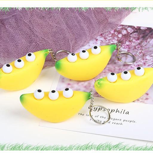 Móc khoá squishy gudetama quả chuối bóp ra mặt cười ngộ nghĩnh-bóp ra mắt trố-Móc khóa hình trái chuối siêu đẹp