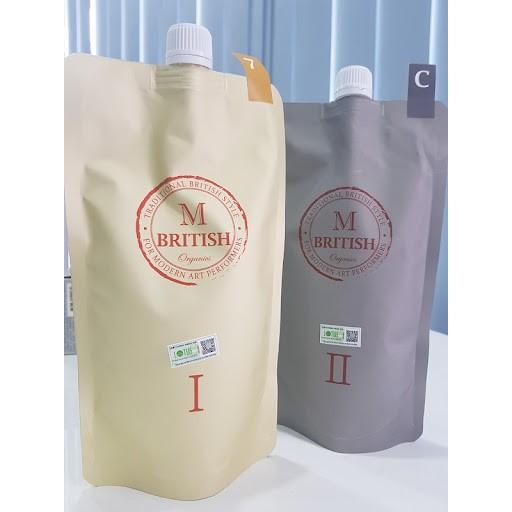 Cặp thuốc uốn, ép duỗi hữu cơ(organic) phục hồi tóc hư tổn nặng làm tại nhà, salon British M Pumkin Enzyme Perm 2x400g