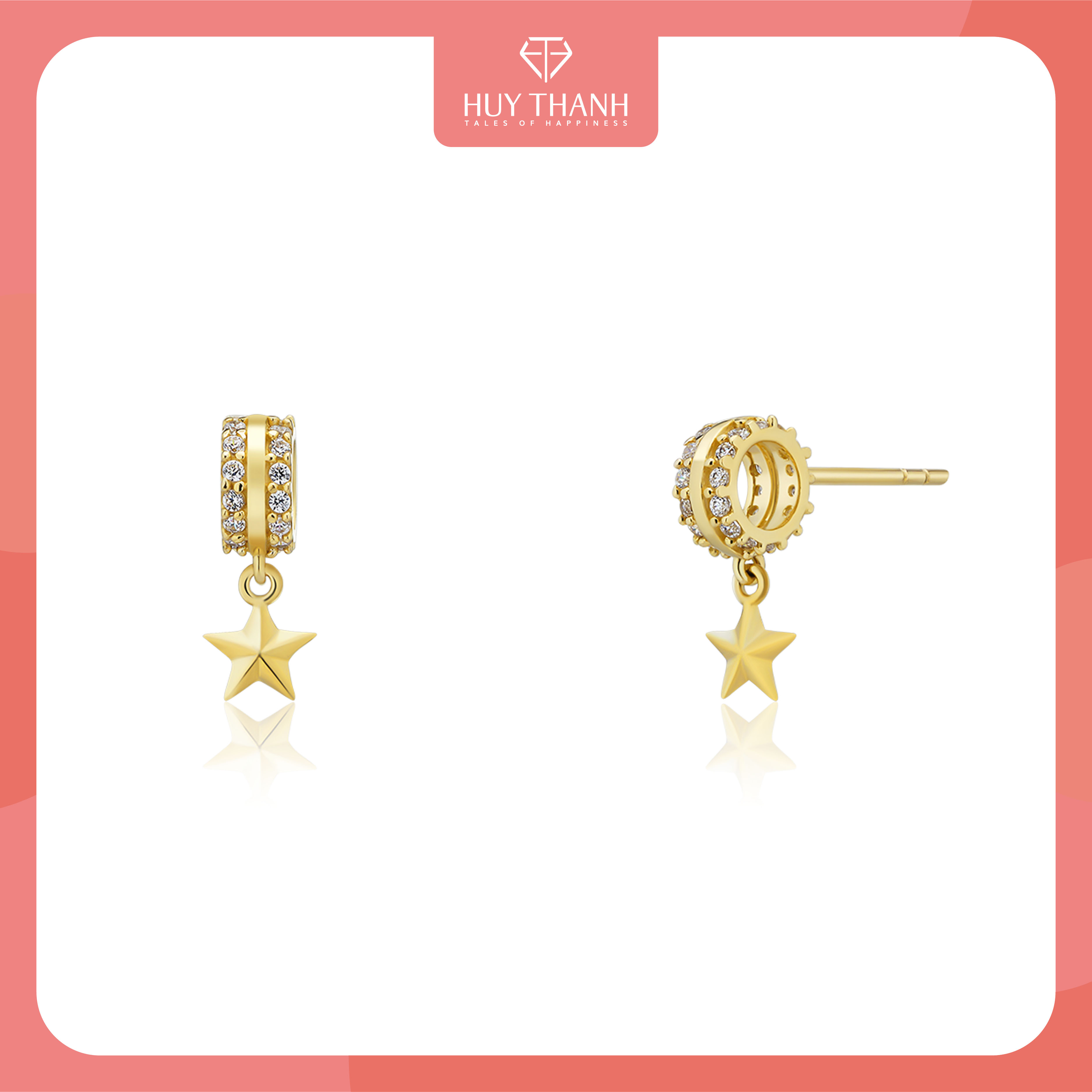Bông Tai Nữ Vàng 14K BT421 Huy Thanh Jewelry