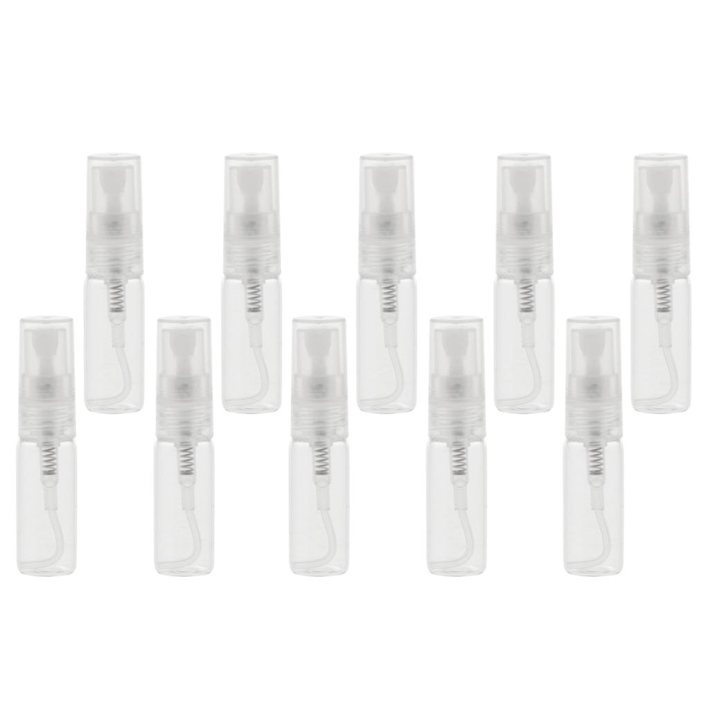 10Pcs Glass Perfume Empty Bottle  Pump Sprayer Refillable Travel 3ml