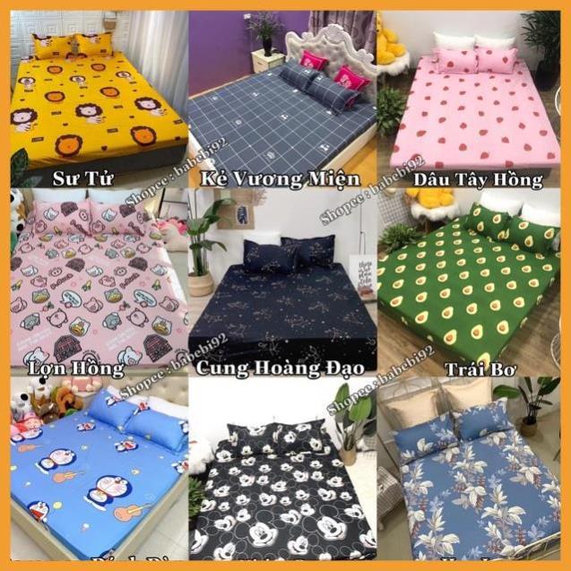 Hàng Auth- Ga chun bọc đệm poly cotton m6/m8 kèm 2 vỏ gối đa dạng mẫu mã (được chọn mẫu)