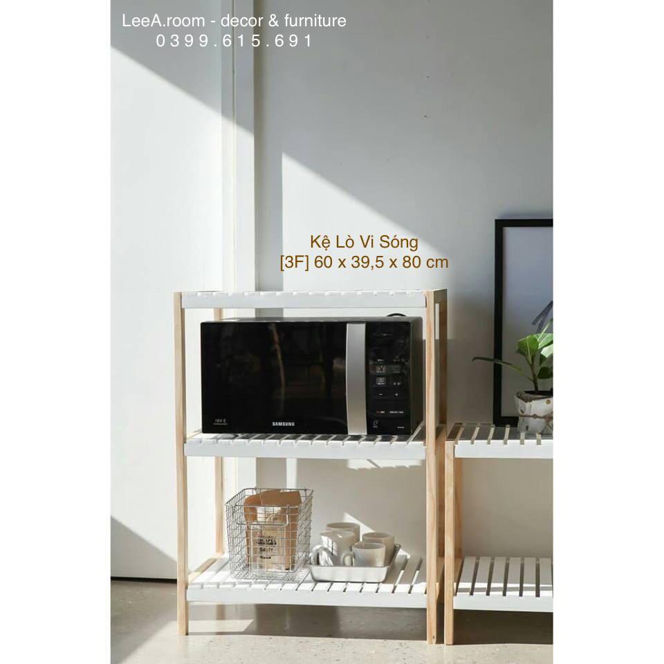 Kệ Lò Vi Sóng Cao Cấp 3 Tầng - Màu Trắng Phối Gỗ