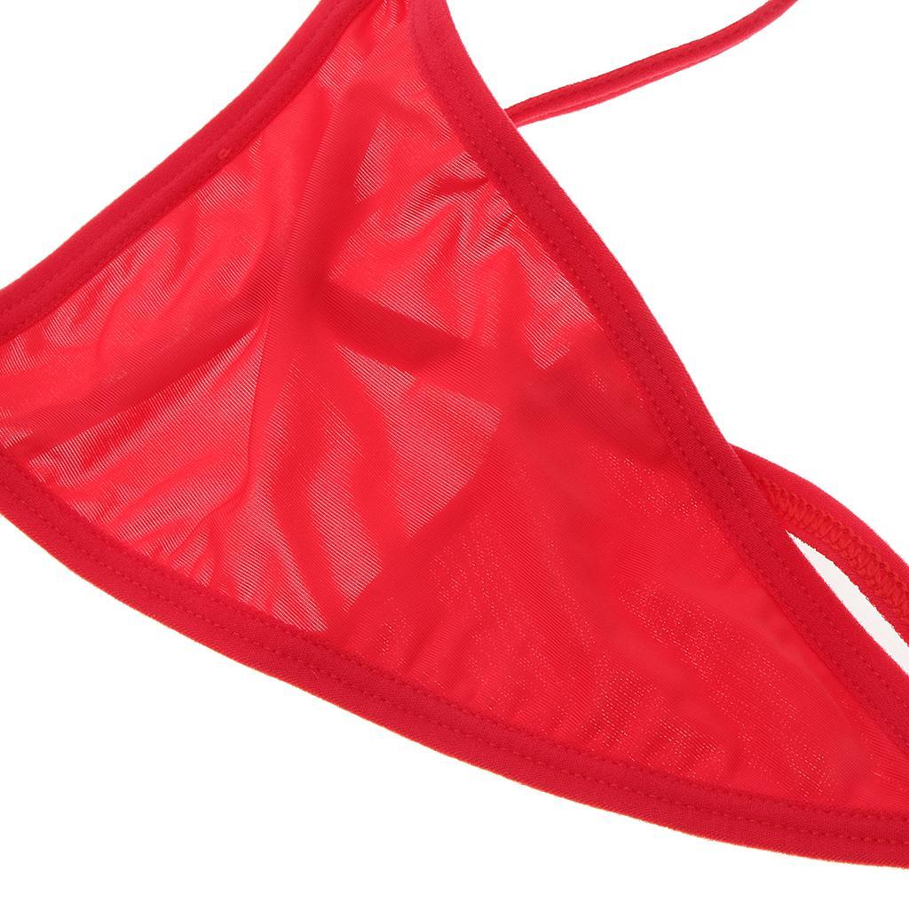 2-7pack Women's Bandage Sheer Solid G-string Briefs Panties T-back Underwear Red