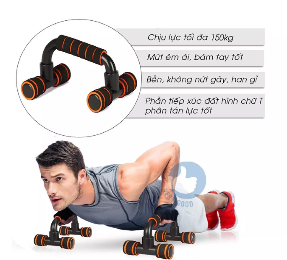 Dụng cụ hít đất chống đẩy chữ U tập Gym chịu lực tốt hỗ trợ các bài tập cơ ngực hiệu quả cao