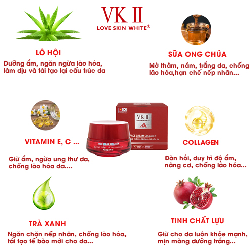 Kem Dưỡng Trắng - Tái Tạo - Trẻ Hóa Collagen VK II 35g