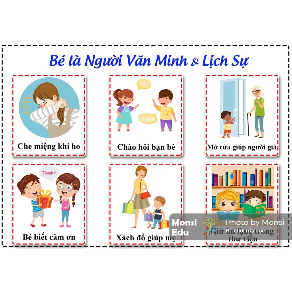 Montessori - Học Liệu Dính Dán Hành Vi &amp; Kỹ Năng Cho Bé - Matching Book