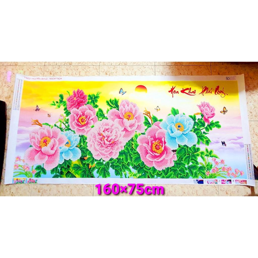 Tranh đính đá hoa mẫu đơn Hoa Khai Phú Quý Y8221