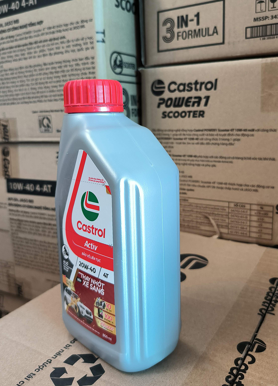 Dầu động cơ xe số Castrol Activ 4T, 20W-40, 0,8L (800ML)