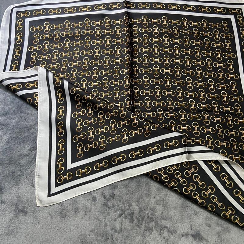 Khăn lụa vuông choàng cổ thanh lịch đa năng Khăn turban lụa quấn áo yếm 70x70cm