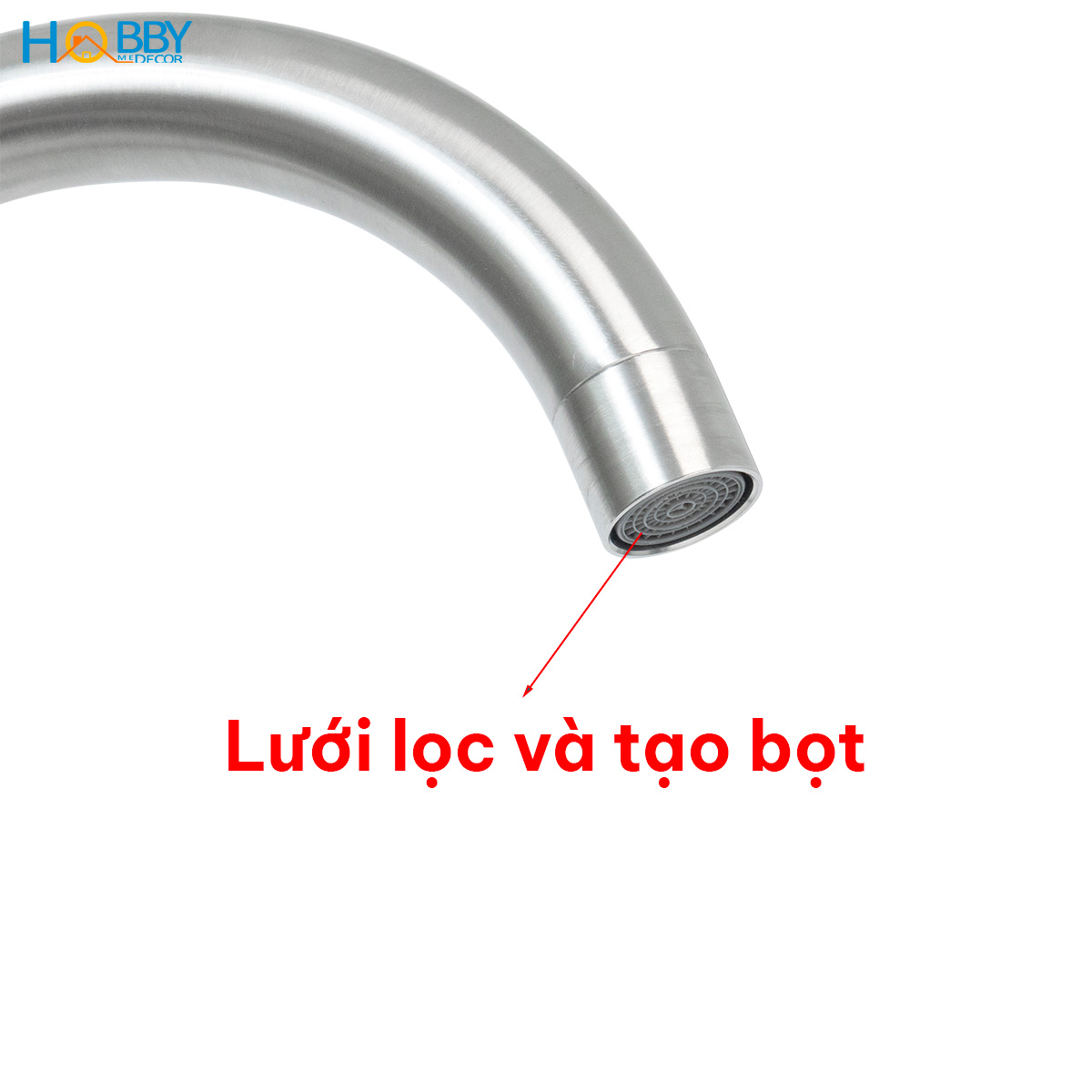 Vòi rửa chén bát lạnh gắn chậu inox 304 xoay tròn Hobby home decor RL1