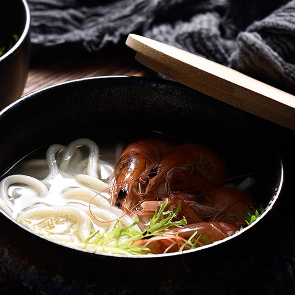 Ceramic Bowl Japanese Style Salad Bowl Creative Soup Bowl with Lid Spoon Bowl for Noodles and Rice Gifts