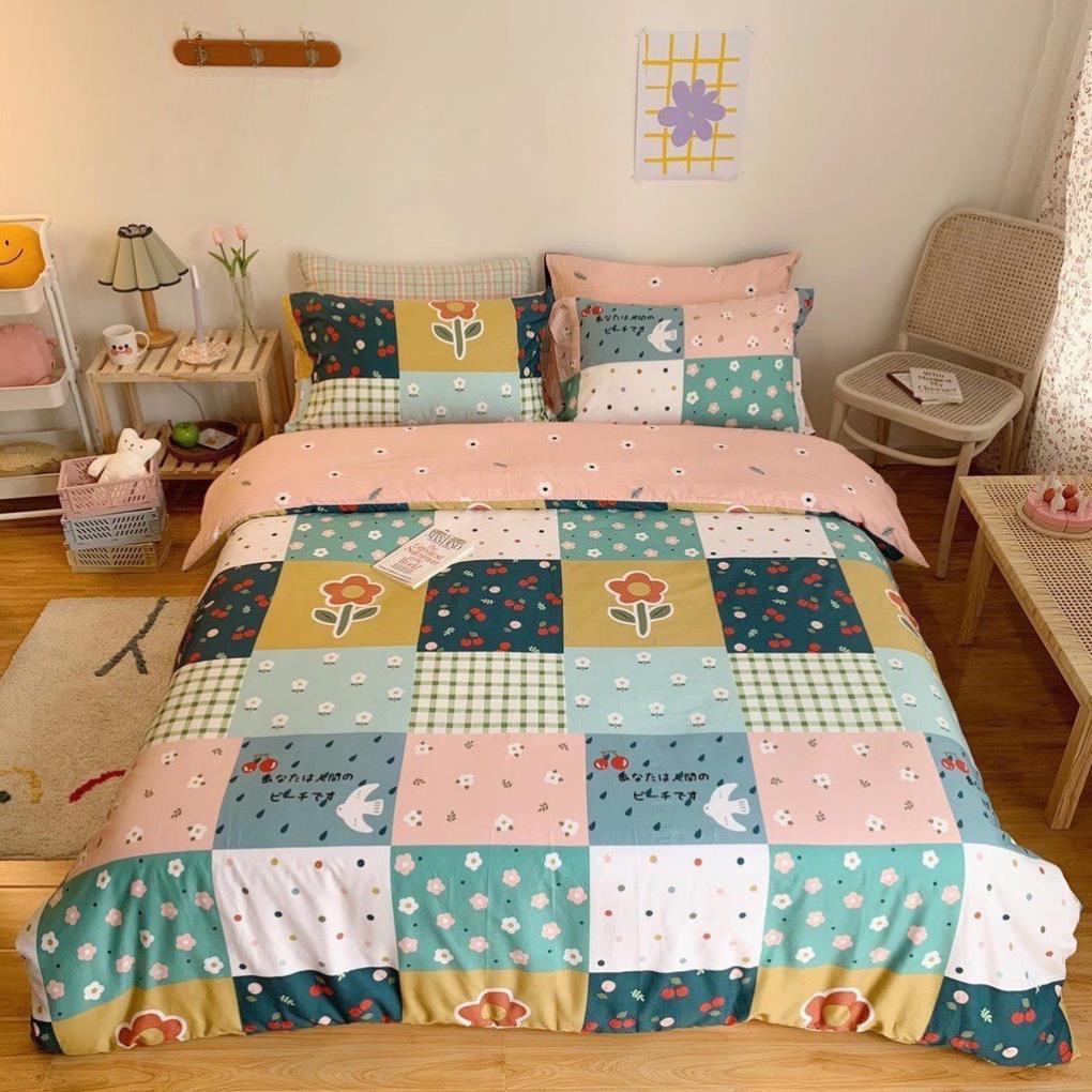 Set chăn ga gối cotton living cao cấp bo chun miễn phí