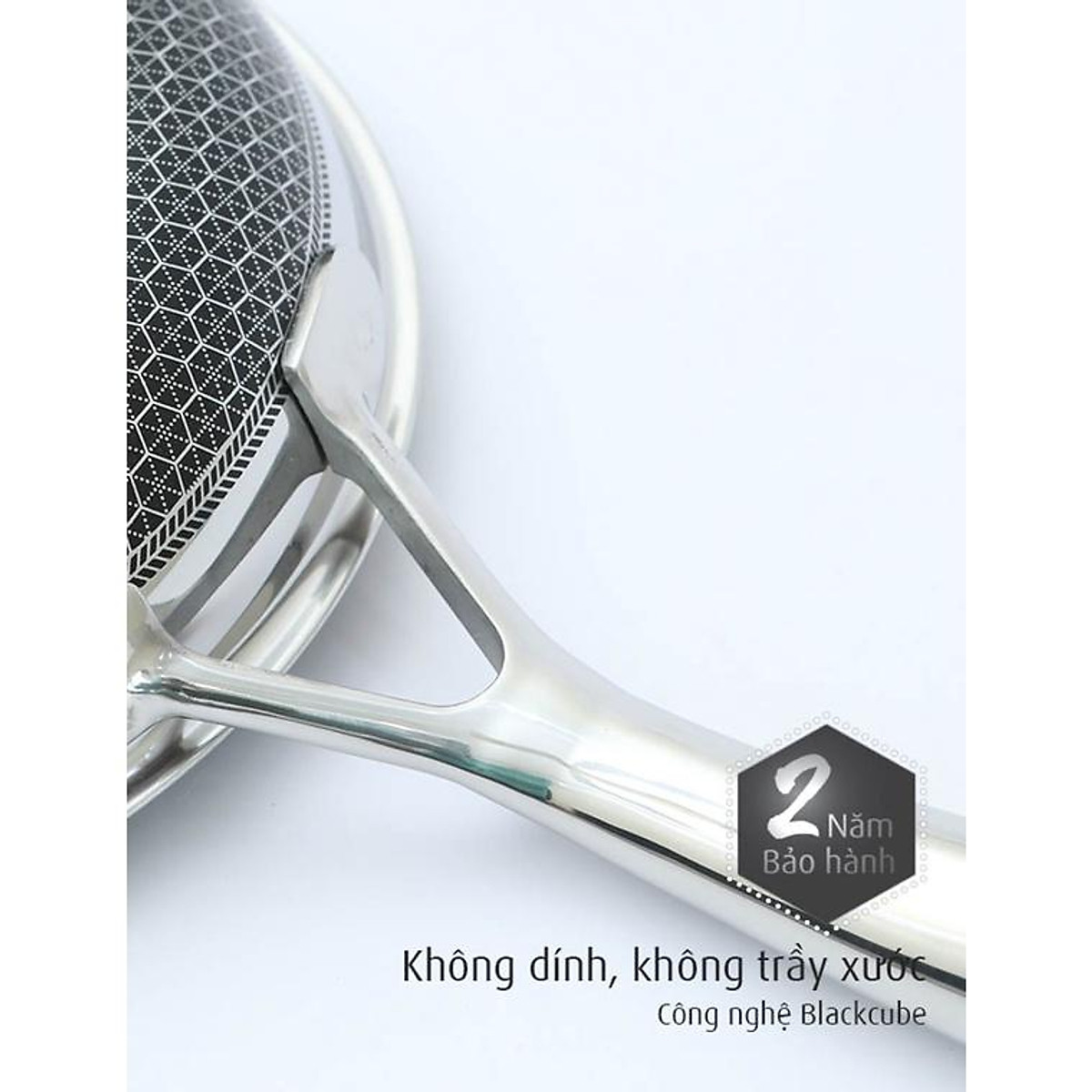 Chảo BLACK CUBE inox 3 lớp đáy từ chống dính KIMS COOK siêu bền, không trầy xước - Hàng chính hãng