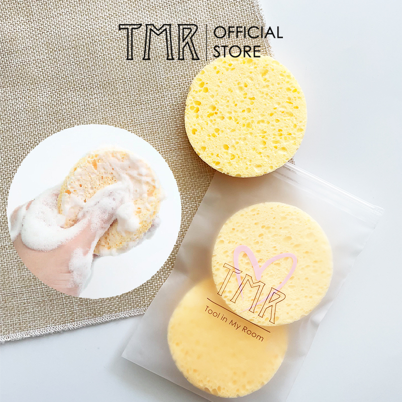 Bông bọt biển TMR màu trắng rửa mặt tẩy tế bào chết Cleansing Sponge Hàn Quốc