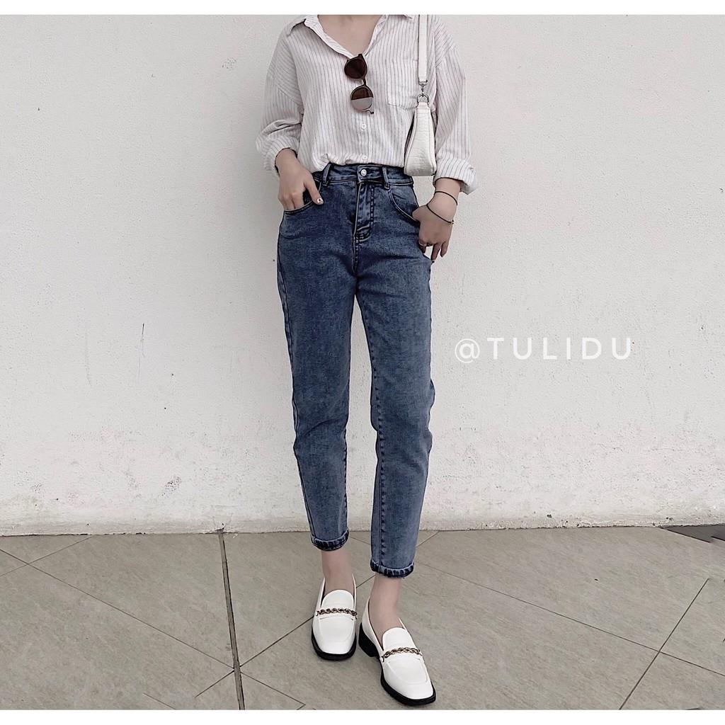 Quần Baggy Nữ Cạp Lưng Cao Co Giãn 4 Chiều Hàng Cao Cấp Quần Bò Nữ - Quần Jean Nữ Tulidu