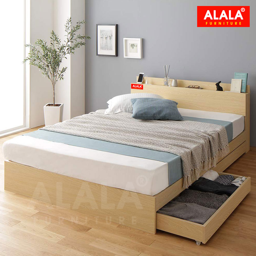 Giường ngủ ALALA43 + 2 hộc kéo / Miễn phí vận chuyển và lắp đặt/ Đổi trả 30 ngày/ Sản phẩm được bảo hành 5 năm từ thương hiệu ALALA/ Chịu lực 700kg