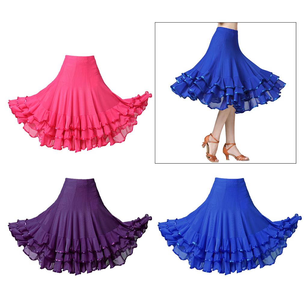 Ladies Dance Skirt Latin Dance Skirt Pleated Skirt Ballroom Tango Swing Cha Cha Dancing Costume Dress Dance Dresses