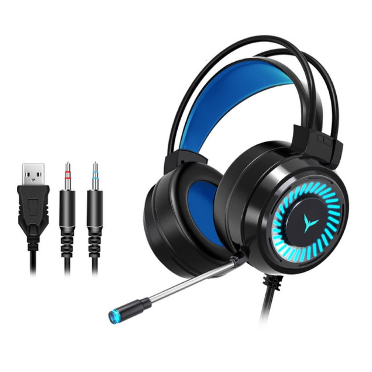 Tai nghe gaming có Mic, LED AMOI PC68, Tai nghe chuyên game, Tai nghe siêu bass jack 3.5 cổng USB dùng cho PC/Laptop-Hàng chính hãng