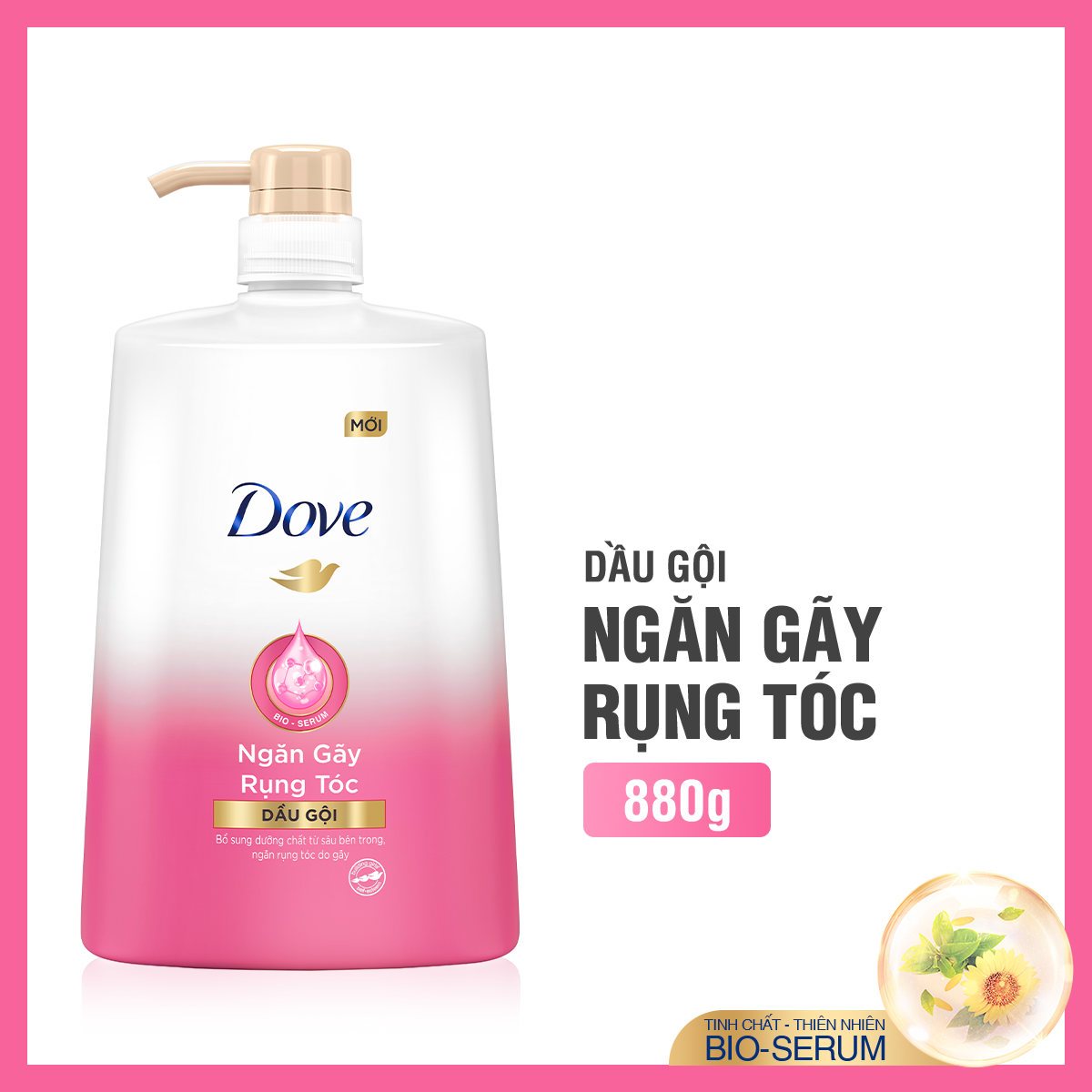 Dầu gội DOVE với Tinh chất thiên nhiên Bio-Serum ngăn rụng tóc cho tóc chắc khỏe X5 lần 880g