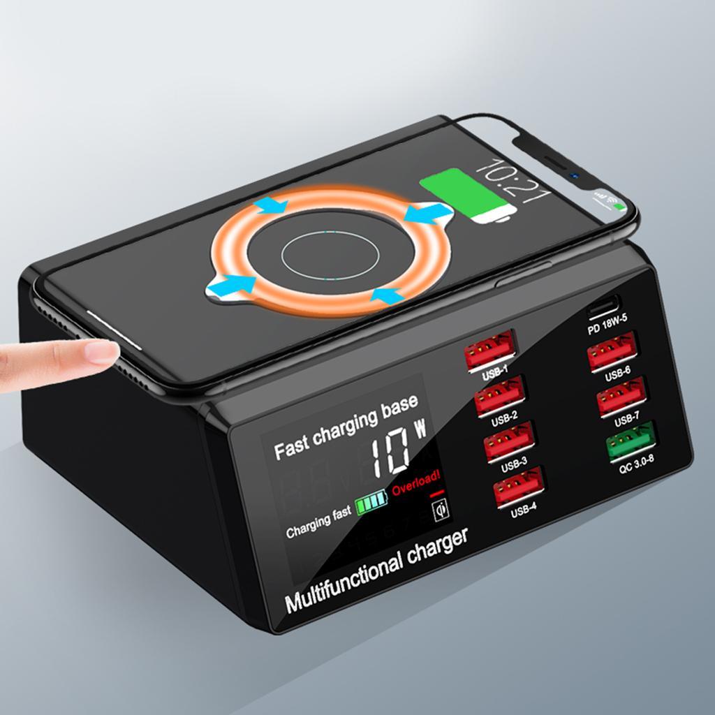 Wireless Charging Station 8 Ports USB Charger Quick Charge 3.0 HUB AU Plug